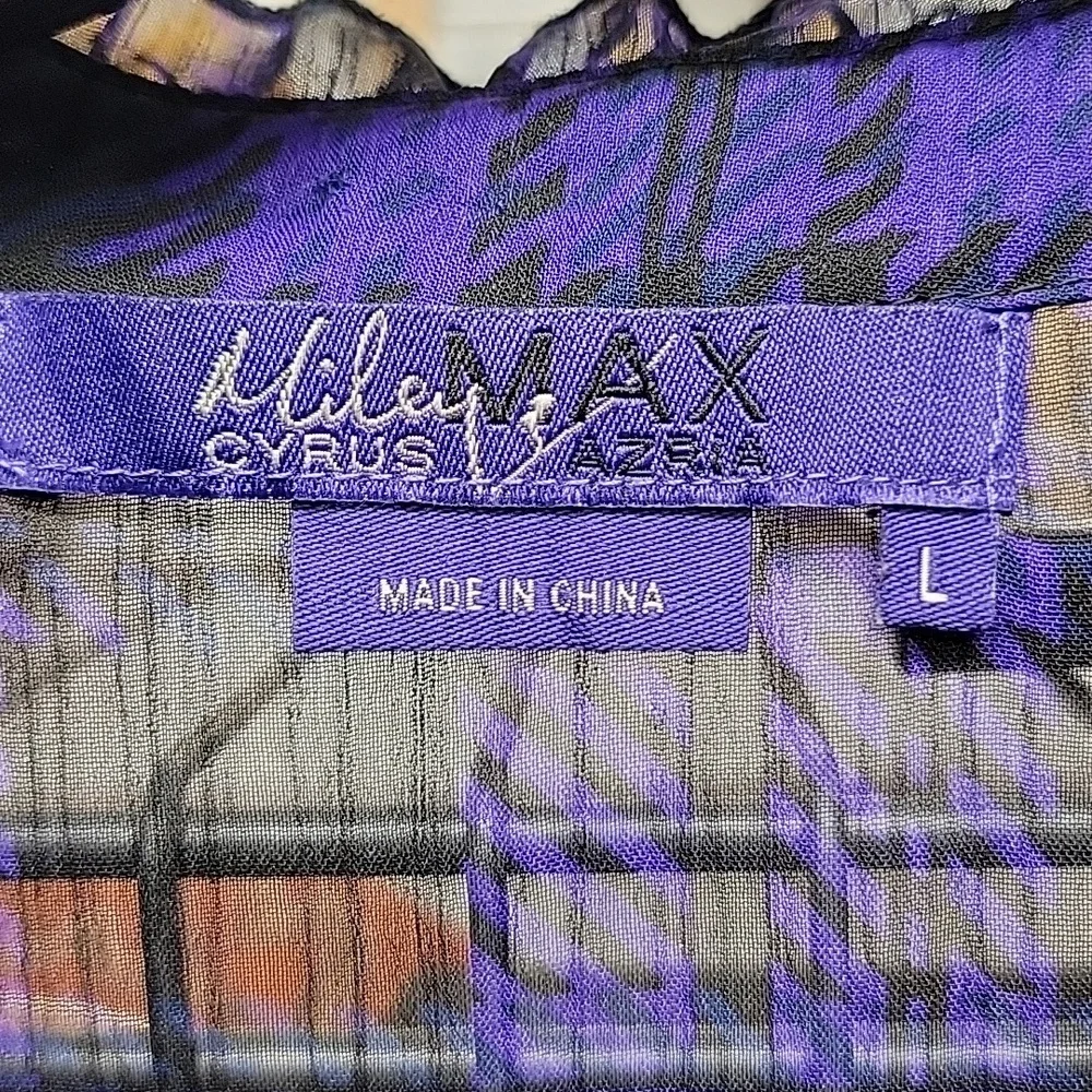 Miley Cyrus Max Azria Purple Plaid Blouse Size Large - Picture 2 of 5